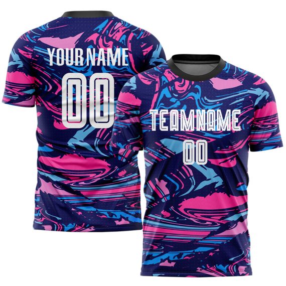 Custom Navy Red Sublimation Soccer Uniform Jersey