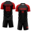 Custom Black Red Sublimation Soccer Uniform Jersey