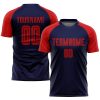 Custom Navy Red Sublimation Soccer Uniform Jersey