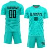 Custom Teal Black Sublimation Soccer Uniform Jersey