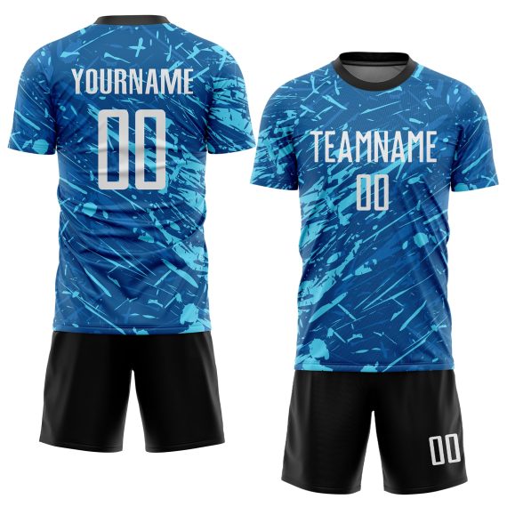 Custom Royal White-Light Blue Sublimation Soccer Uniform Jersey