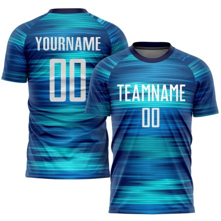 Custom Light Blue White-Black Sublimation Soccer Uniform Jersey